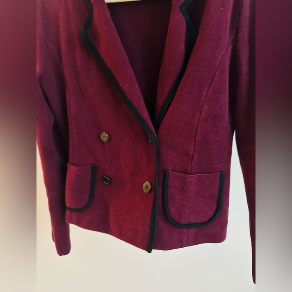 LOFT Burgundy Double-Breasted Blazer - Picture 7 of 9